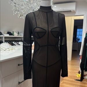 Fashion Nova Black Sheer Maxi Dress